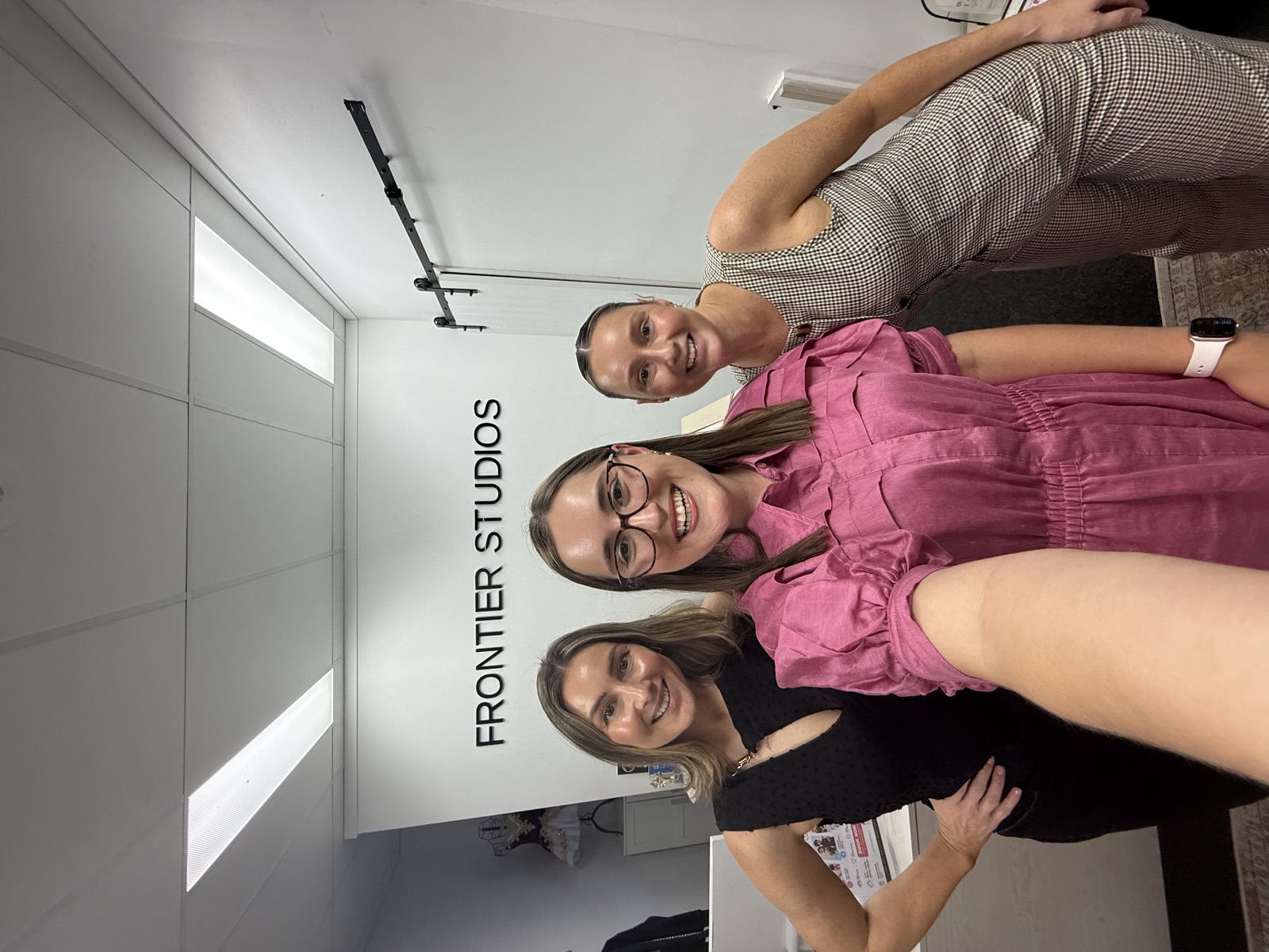 Emi Hall with colleagues at Frontier Studios